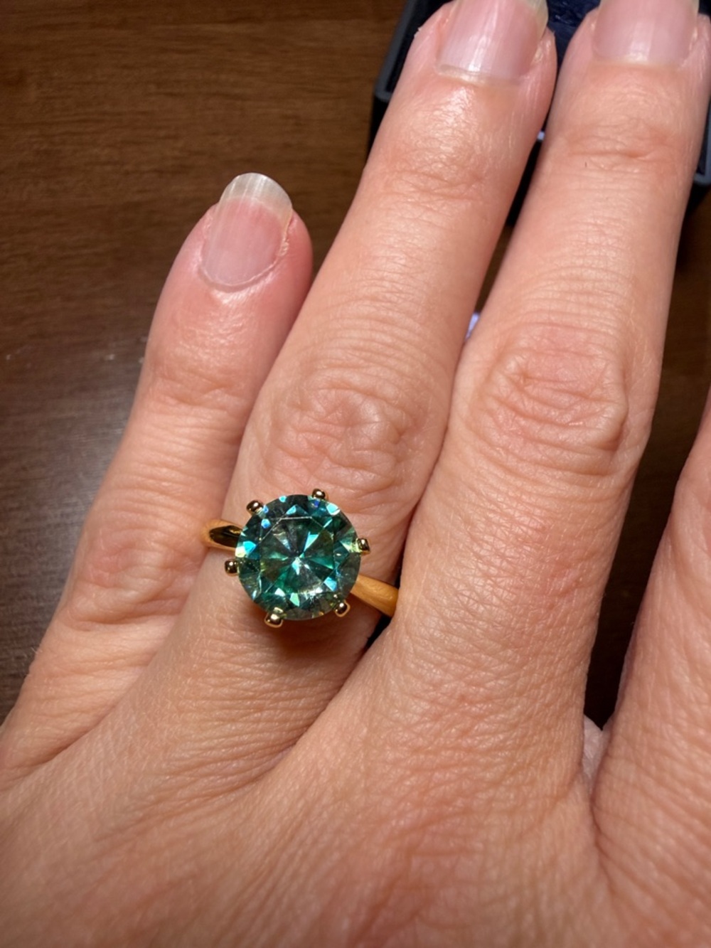 3 Ct Natural HPHT Treated Blue Diamond Ring
